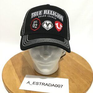 True Religion Patch Trucker Cap - Hat Black One Size New With Tags.